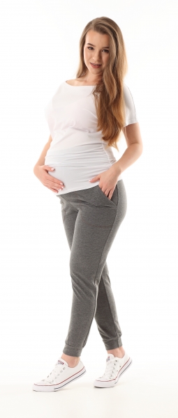 Těhotenské kalhoty/tepláky Gregx, Vigo s kapsami - tm. šedé, vel. XS Velikosti těh. moda: XS (32-34)
