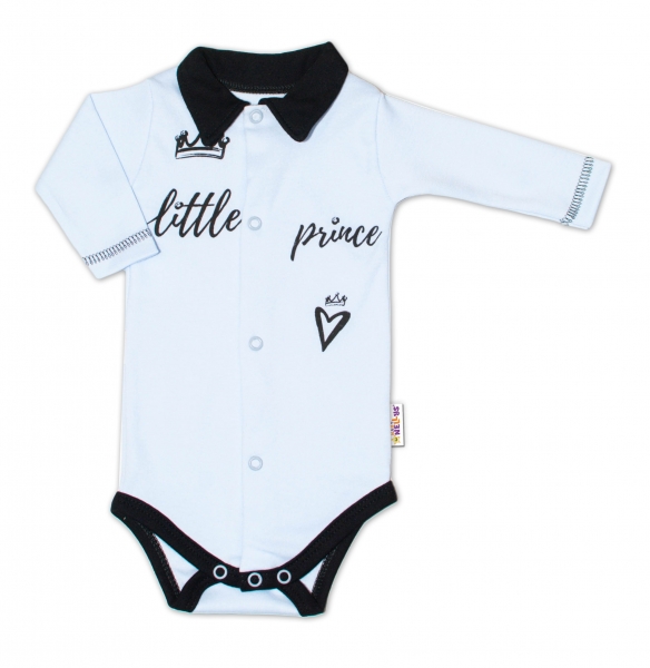 Baby Nellys Body dlouhý rukáv s límečkem, modré Little Prince Velikost koj. oblečení: 68 (3-6m)