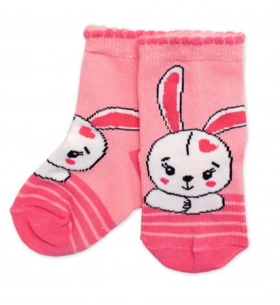 Dětské bavlněné ponožky Králiček - růžové Velikost koj. oblečení: 23-26