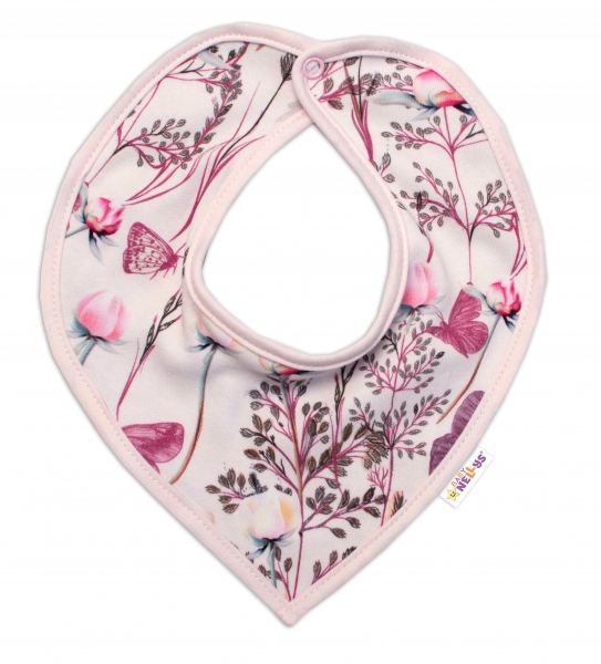 Baby Nellys Bavlněný šátek na krk Motýlci - růžový Velikost koj. oblečení: 50 (0-1m)