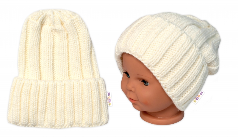 BABY NELLYS Zimní nadčasová čepice Mom and Baby, smetanová Velikost koj. oblečení: univerzální