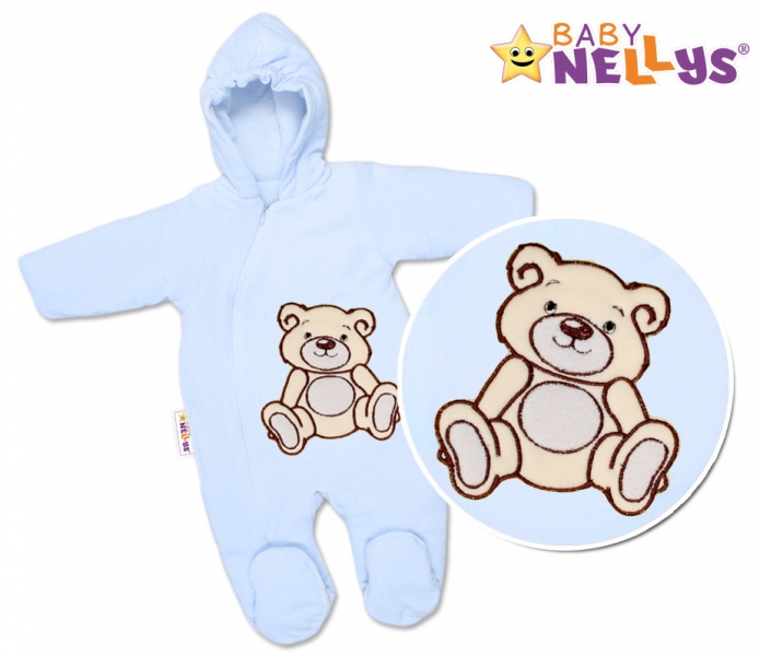BABY NELLYS Zimní kombinézka/overálek Teddy Bear - sv. modrá Velikost koj. oblečení: 56 (1-2m)