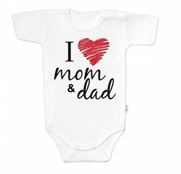 Body krátký rukáv Baby Nellys, I love mom &amp; dad, unisex Velikost koj. oblečení: 62 (2-3m)