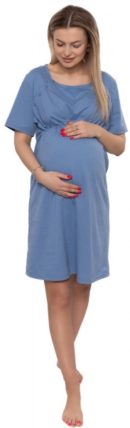 Dámská těhotenská/kojící noční košile Luna, jeans, Be MaaMaa Velikosti těh. moda: XXL (44)