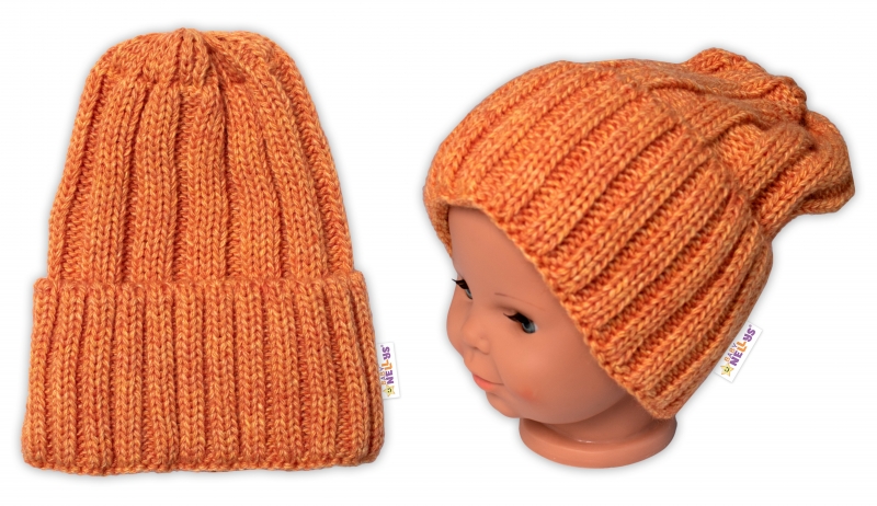 BABY NELLYS Zimní nadčasová čepice Mom and Baby, pomerančová Velikost koj. oblečení: univerzální