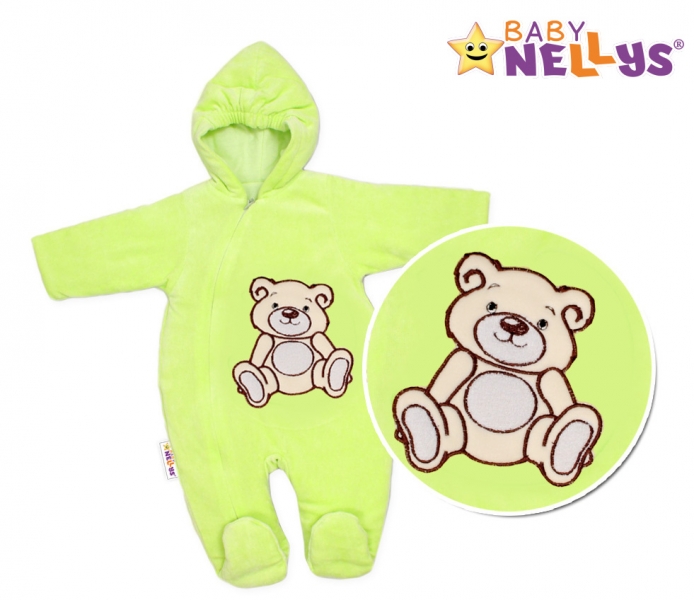 BABY NELLYS Zimní kombinézka/overálek Teddy Bear- zelená Velikost koj. oblečení: 56 (1-2m)