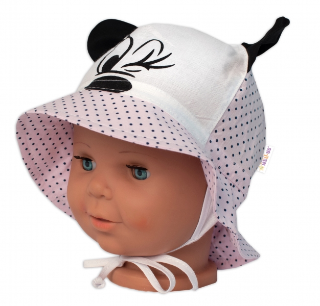Letní klobouček Baby Nellys Minnie na zavazování, růžový Velikost koj. oblečení: 80-86 (12-18m)