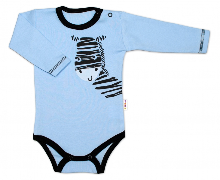 Baby Nellys Body dlouhý rukáv, modré, Zebra Velikost koj. oblečení: 68 (3-6m)