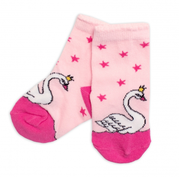 Dětské bavlněné ponožky Labuť - růžové Velikost koj. oblečení: 23-26