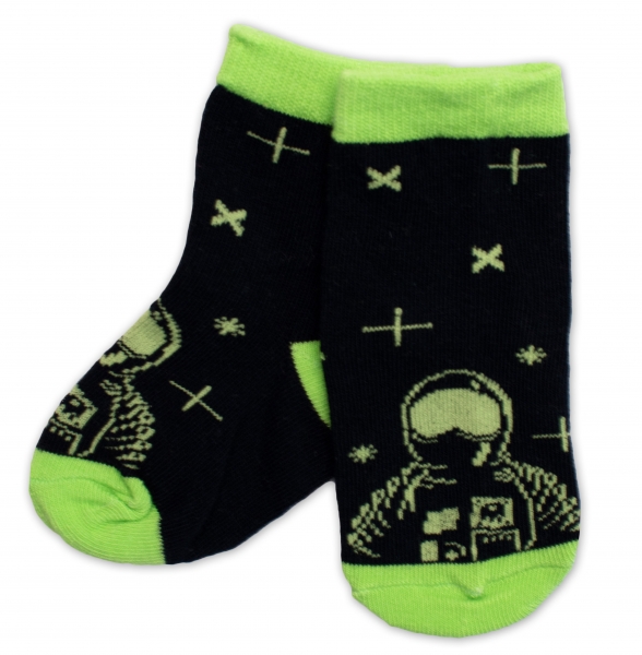 Dětské bavlněné ponožky Kosmonaut - černé Velikost koj. oblečení: 19-22