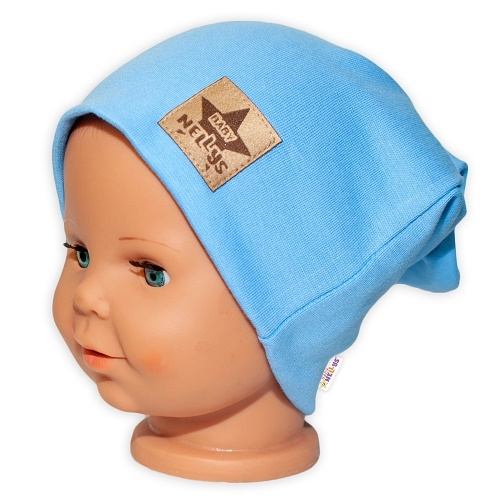 Baby Nellys Hand Made Dětská funkční čepice s dvojitým lemem - sv. modrá Velikost koj. oblečení: 98 (2-3r)