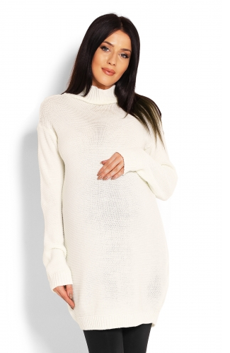 Be MaaMaa Těhotenský svetr, tunika - krémový, vel. S/M Velikosti těh. moda: S/M