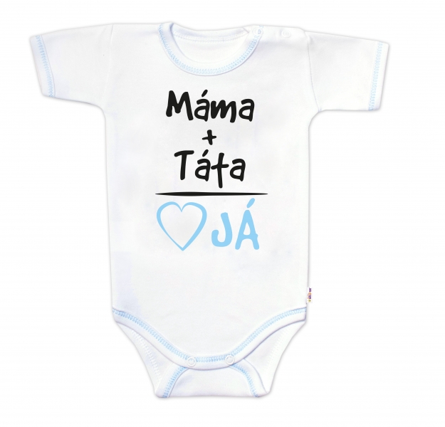 Body krátký rukáv s vtipným textem Baby Nellys, Máma+Táta, kluk Velikost koj. oblečení: 62 (2-3m)