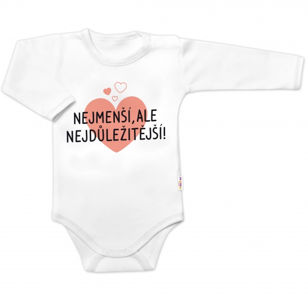 Body dlouhý rukáv, Nejmenší, ale nejdůležitější, Baby Nellys, bílé Velikost koj. oblečení: 62 (2-3m)