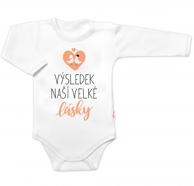 Body dlouhý rukáv, Výsledek naší velké lásky, Baby Nellys, bílé Velikost koj. oblečení: 74 (6-9m)