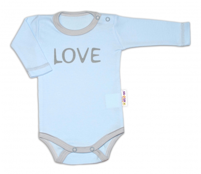 Baby Nellys Body dlouhý rukáv Love - modré Velikost koj. oblečení: 56 (1-2m)