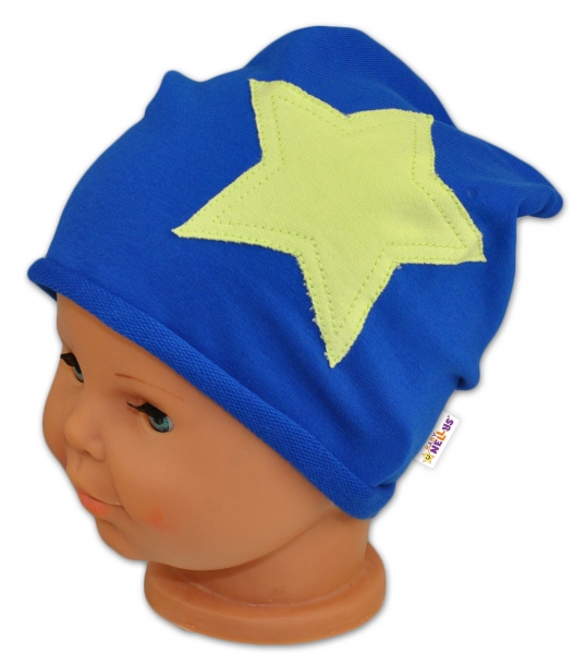 Bavlněná čepička Stars Baby Nellys ® - tm. modrá Velikost koj. oblečení: 104-116 (4-6r)