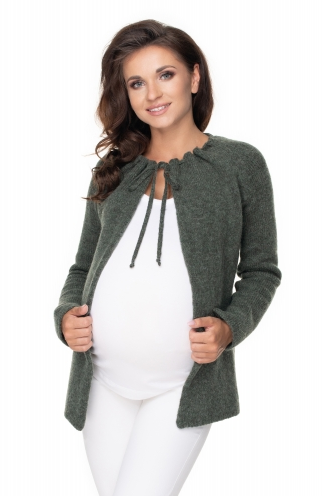 Be MaaMaa Těhotenský svetřík, kardigan na zavazování, khaki Velikosti těh. moda: UNI