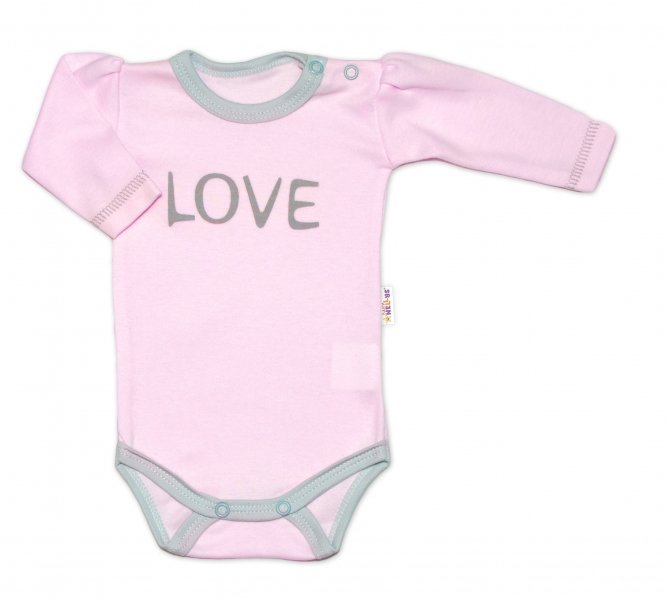 Baby Nellys Body dlouhý rukáv Love - růžové Velikost koj. oblečení: 68 (3-6m)