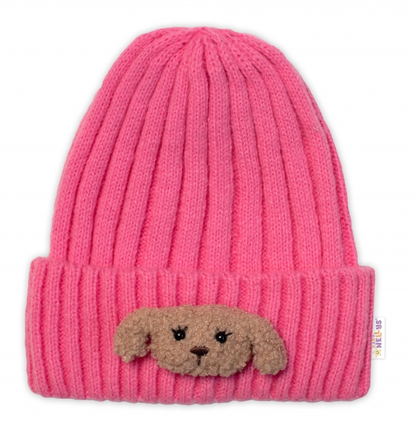 Dětská zimní čepice Bear, Baby Nellys - růžová, vel. 48-54 cm Velikost koj. oblečení: 98-104 (2-4r)