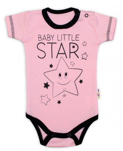 Body krátký rukáv Baby Nellys, Baby Little Star - růžové Velikost koj. oblečení: 80 (9-12m)