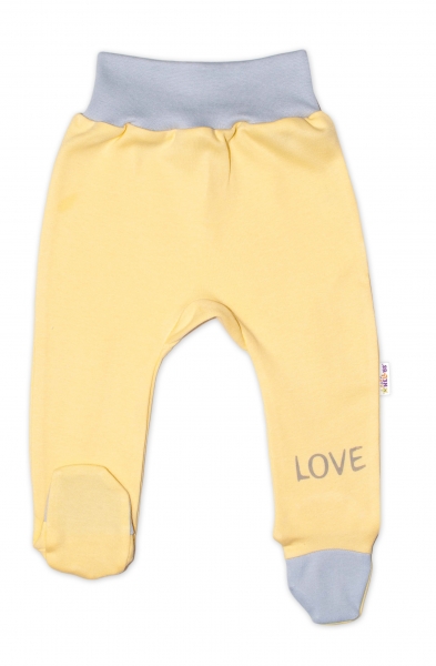 Baby Nellys Kojenecké polodupačky, žluté - Love, vel. 50 Velikost koj. oblečení: 62 (2-3m)