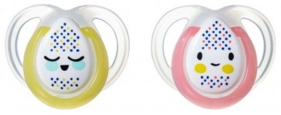 Tommee Tippee Dudlík Night Time, 0-6 m - růžová/žlutá