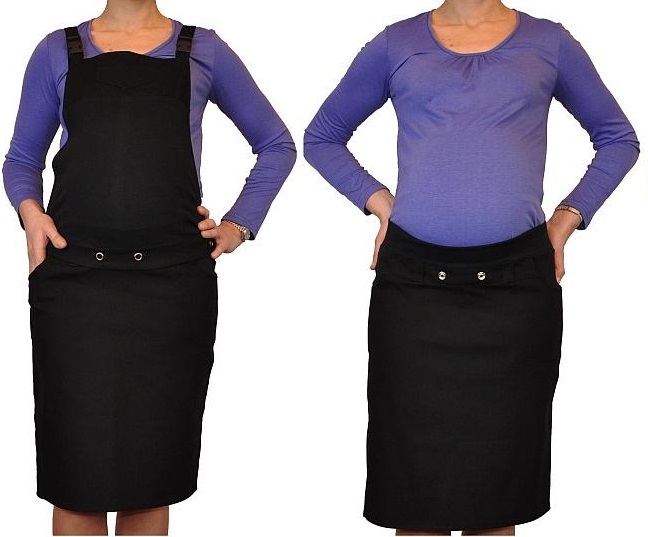 Be MaaMaa Těhotenské šaty/sukně s láclem - černé Velikosti těh. moda: S (36)