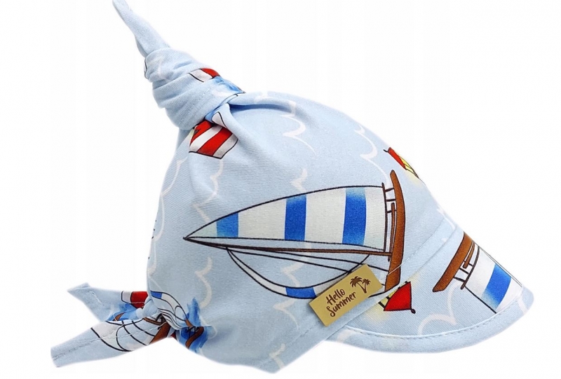 Dětský bavlněný šátek s kšiltem na zavazování, Premium Baby Nellys, lodě Velikost koj. oblečení: 92-98 (18-36m)