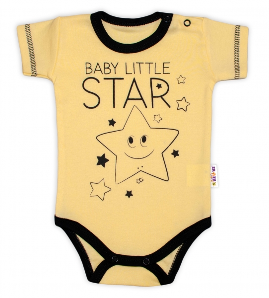 Body krátký rukáv Baby Nellys, Baby Little Star - žluté Velikost koj. oblečení: 80 (9-12m)