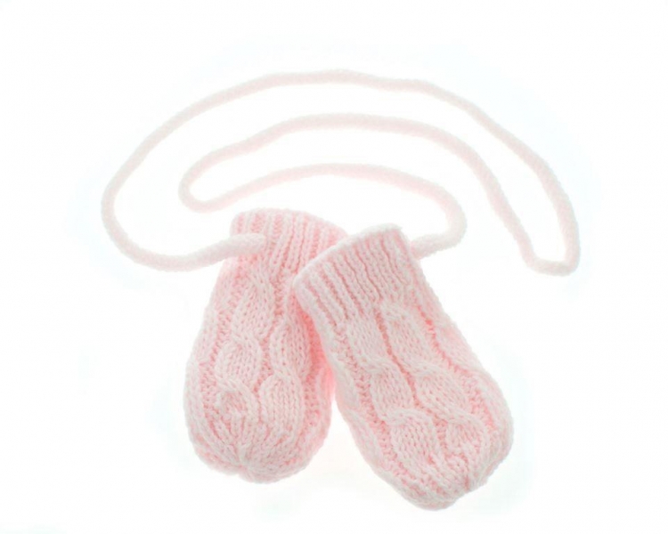 Zimní pletené kojenecké rukavičky se vzorem - sv. růžové, Baby Nellys, vel. 56/68 Velikost koj. oblečení: 56-68 (0-6 m)