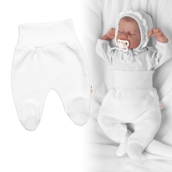Pletené kojenecké polodupačky Hand Made, Baby Nellys, bílé Velikost koj. oblečení: 56 (1-2m)