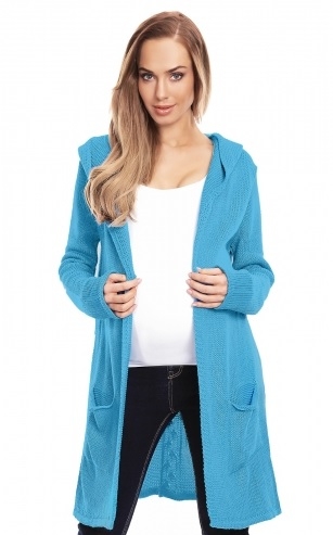 Be MaaMaa Těhotenský kardigan s kapucí, modrý Velikosti těh. moda: UNI