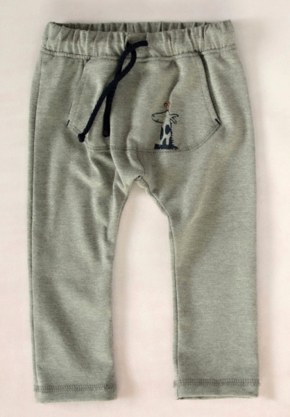 K-Baby Stylové dětské kalhoty, tepláky s klokankovou kapsou - šedé Velikost koj. oblečení: 62 (2-3m)