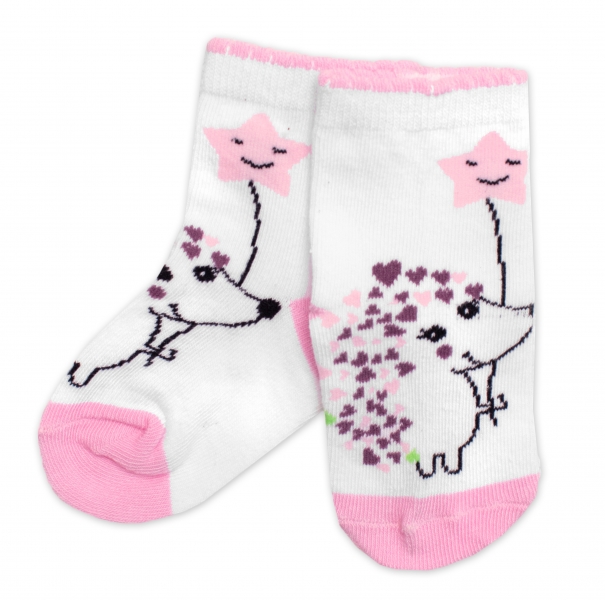 Dětské bavlněné ponožky Ježek - bílé Velikost koj. oblečení: 19-22