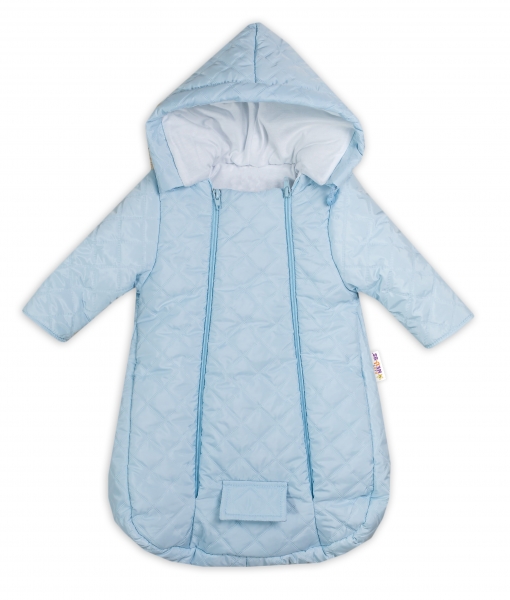 Kombinézka s kapucí do autosedačky, kočárku Lux Baby Nellys ®prošívaná - modrá Velikost koj. oblečení: 74 (6-9m)