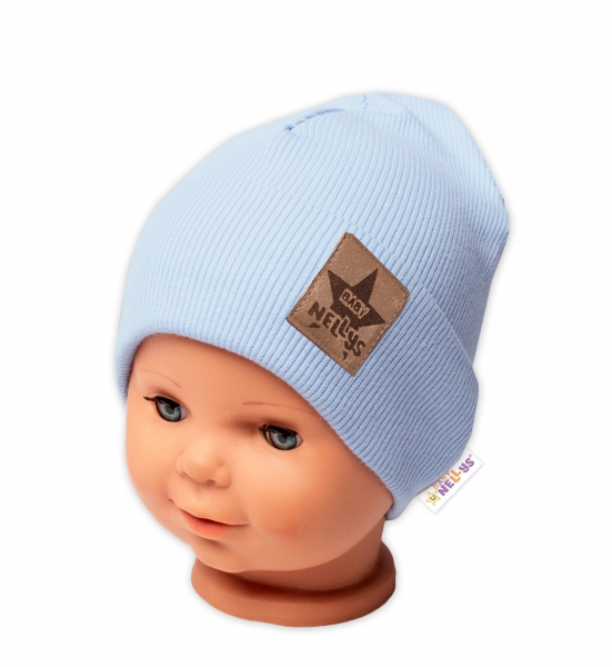 Žebrovaná dvouvrstvá čepice s lemem - sv. modrá, Baby Nellys Velikost koj. oblečení: 104-110 (3-5r)