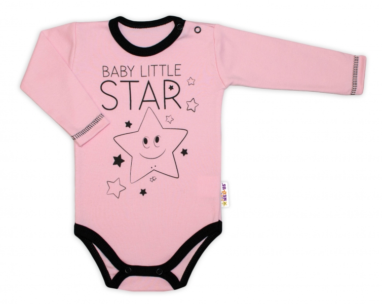 Baby Nellys Body dlouhý rukáv, růžové, Baby Little Star Velikost koj. oblečení: 80 (9-12m)