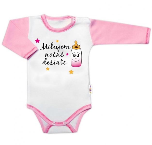 Body dl. rukáv s vtip. textem Baby Nellys, Milujem nočné desiate, holka Velikost koj. oblečení: 80 (9-12m)