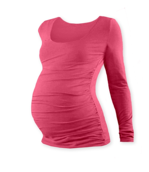 JOŽÁNEK Těhotenské triko JOHANKA s dlouhým rukávem - lososově růžová Velikosti těh. moda: L/XL