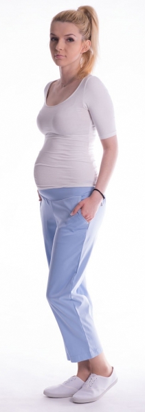 Be MaaMaa Těhotenské 7/8 bederní kalhoty - světle modré Velikosti těh. moda: L (40)