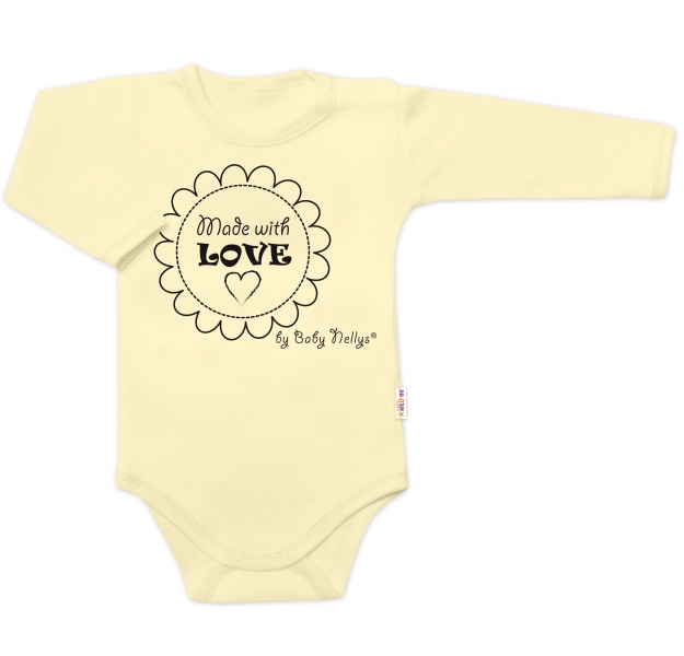 Body dlouhý rukáv Made with love, Baby Nellys, žluté Velikost koj. oblečení: 80 (9-12m)