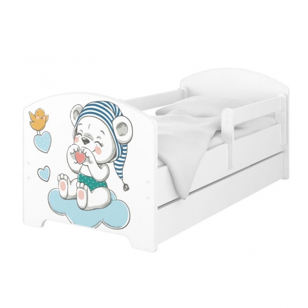 BabyBoo Dětská postel 140 x 70cm - Medvídek s čepicí + šuplík Rozměry: 140x70