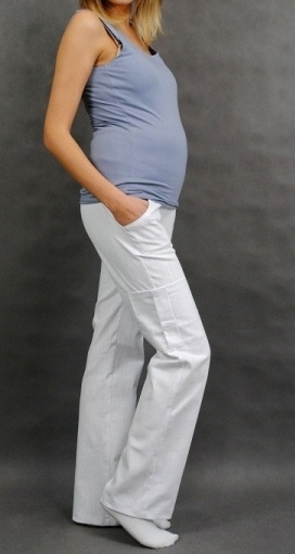 Be MaaMaa Těhotenské kalhoty s boční kapsou - bílá Velikosti těh. moda: S (36)