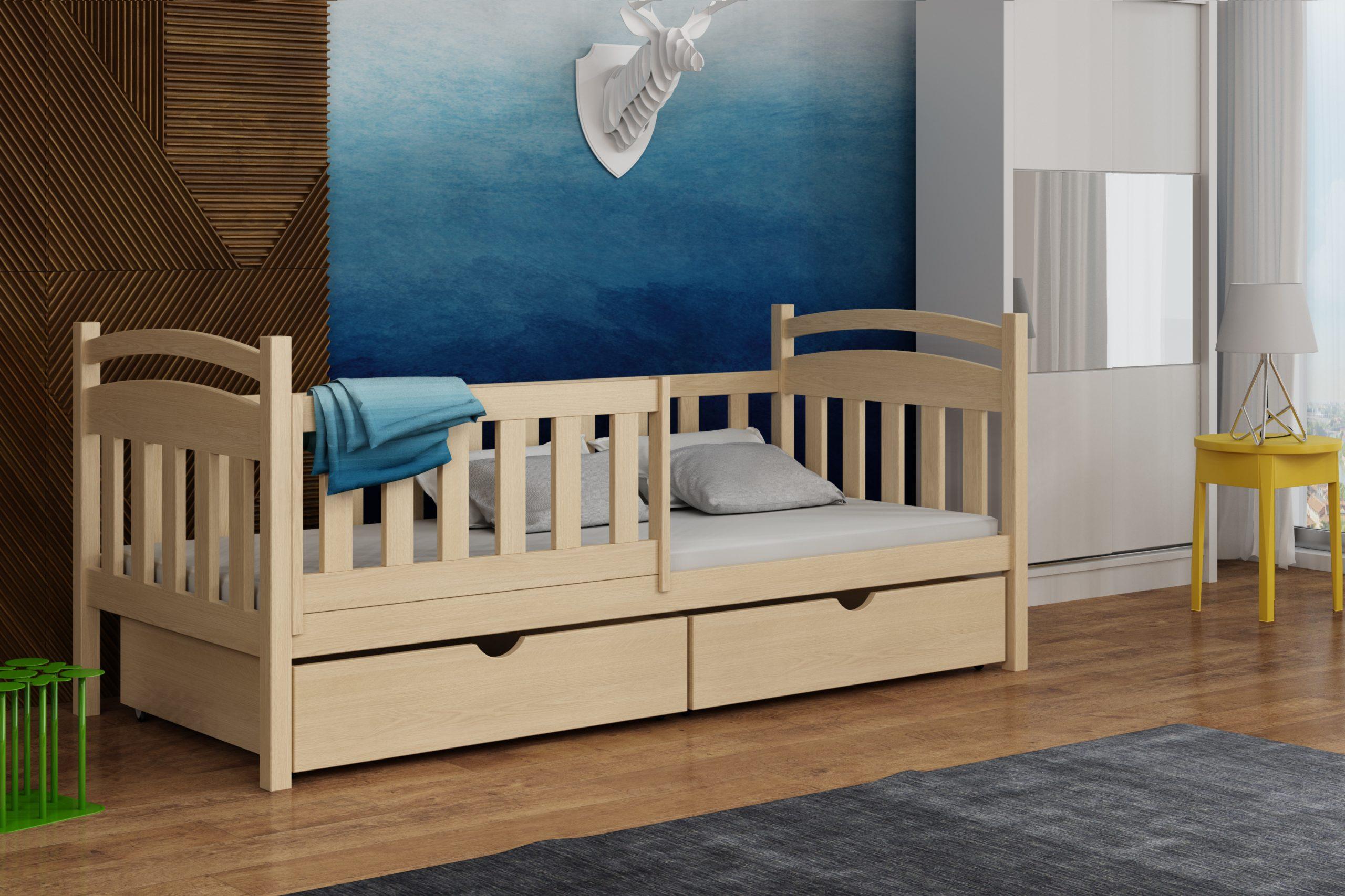 Dětská postel KOBE KIDBED ONE ze dřeva + rošt Barva: surové dřevo, Rozměr: 80 x 200 cm, Zásuvky: ano
