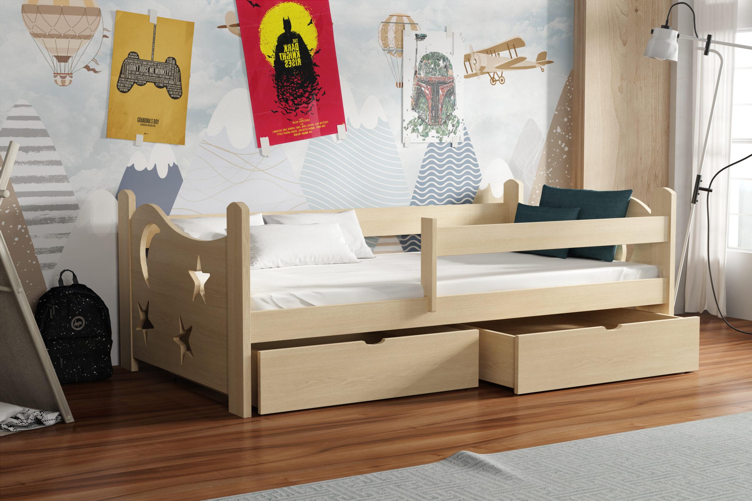 Dětská postel NIGHTSKY KIDBED ONE ze dřeva + rošt Barva: surové dřevo, Rozměr: 80 x 200 cm, Zásuvky: ano