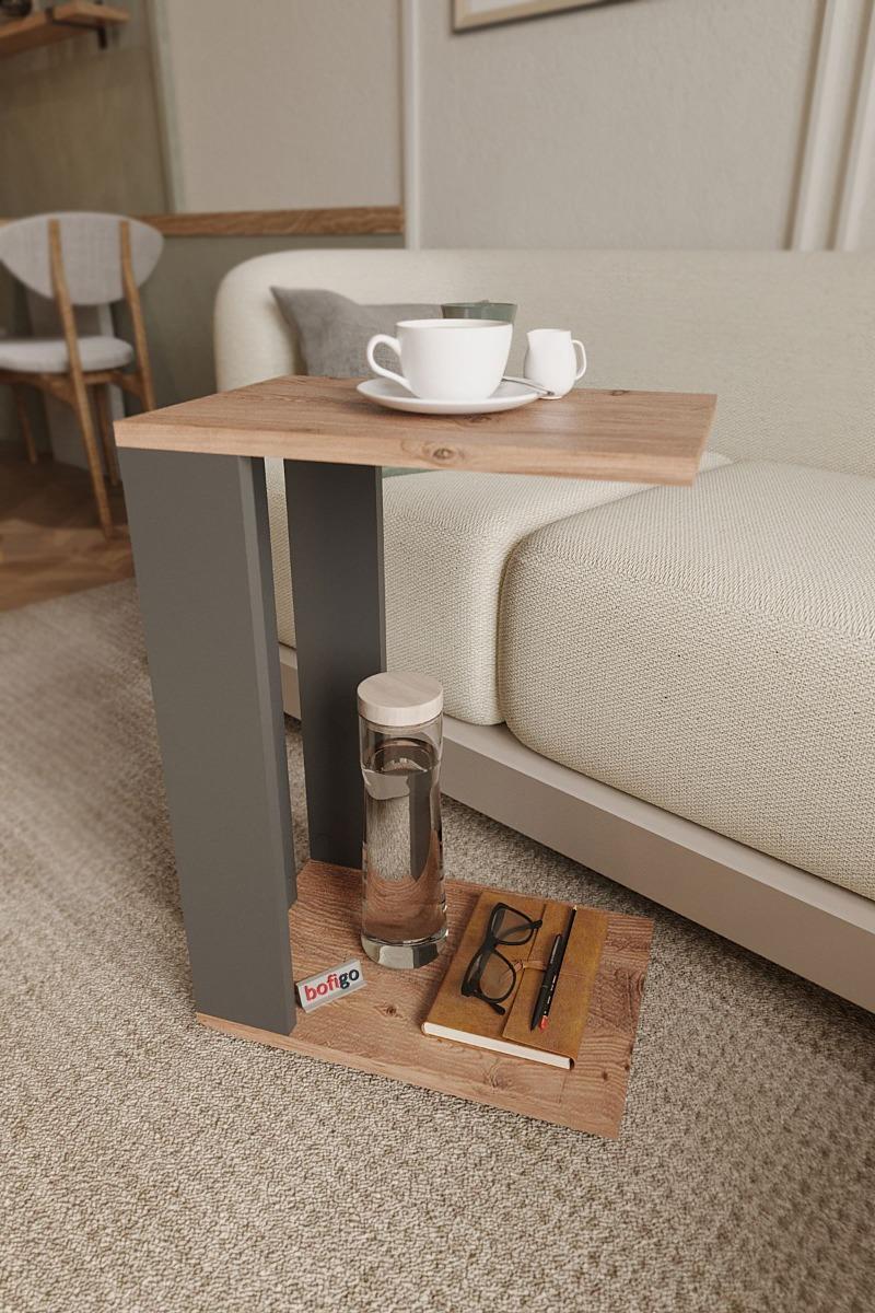 Příruční stolek na kolečkách HOOVER barva borovice/antracit