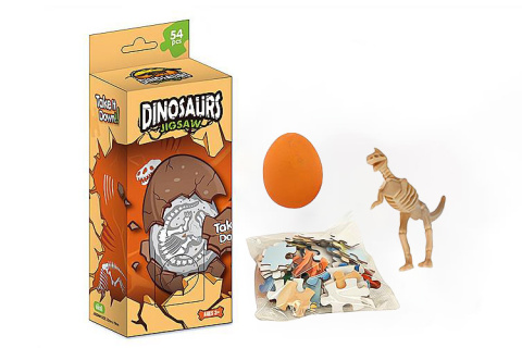 Puzzle 30 dílků dino + vejce s kostrou dinosaura