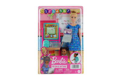 Barbie Povolání herní set s panenkou - učitelka v modrých šatech