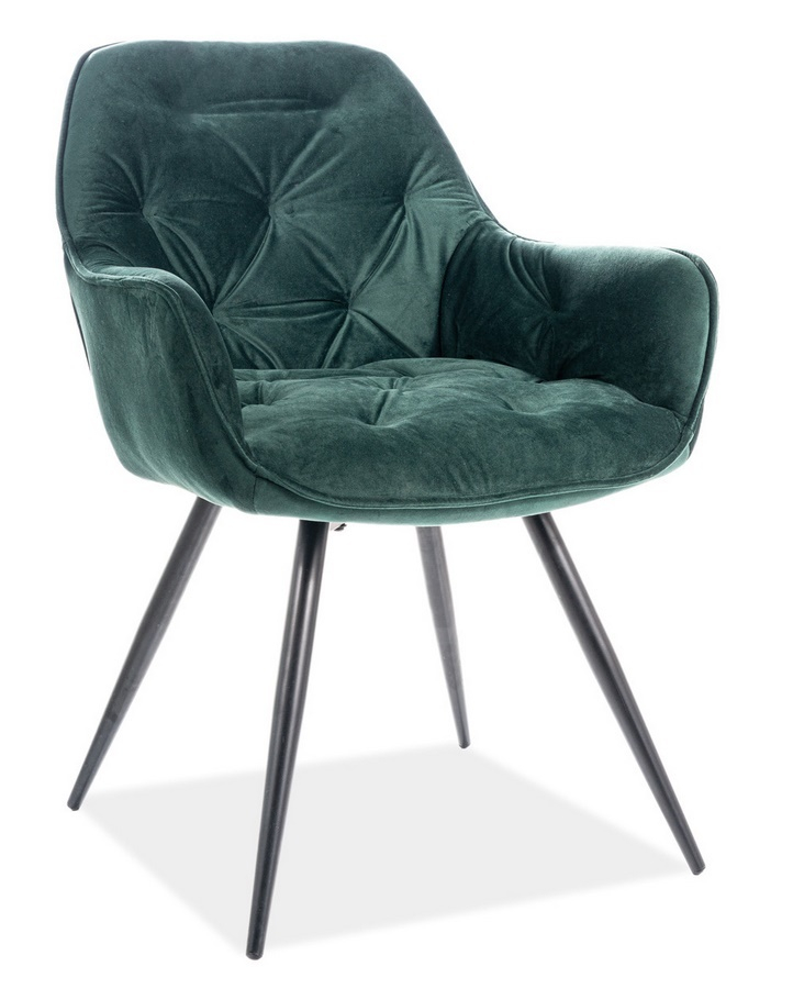 Jídelní čalouněná židle CHEERS velvet zelená/černá